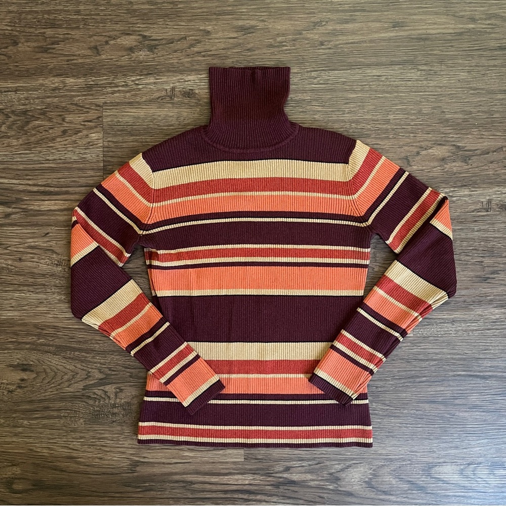 Worthington Striped Turtleneck Sweater Small